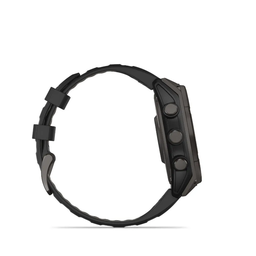 Garmin Fenix 8 47mm Solar Sapphire (Carbon Grey DLC Titanium with Black/Pebble Grey Silicone Band)