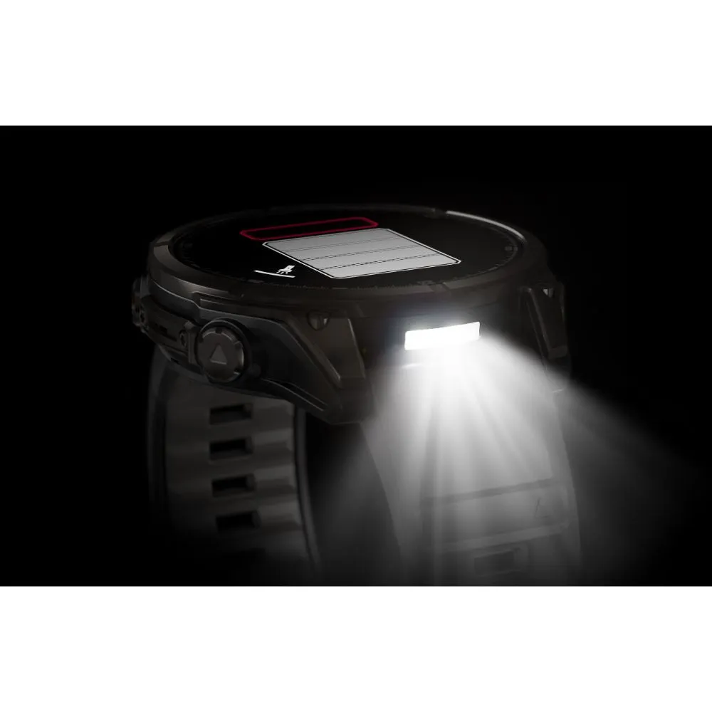 Garmin Fenix 8 47mm Solar Sapphire (Carbon Grey DLC Titanium with Black/Pebble Grey Silicone Band)
