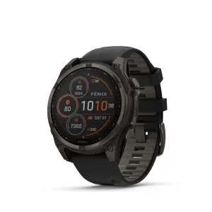 Garmin Fenix 8 47mm Solar Sapphire (Carbon Grey DLC Titanium with Black/Pebble Grey Silicone Band)