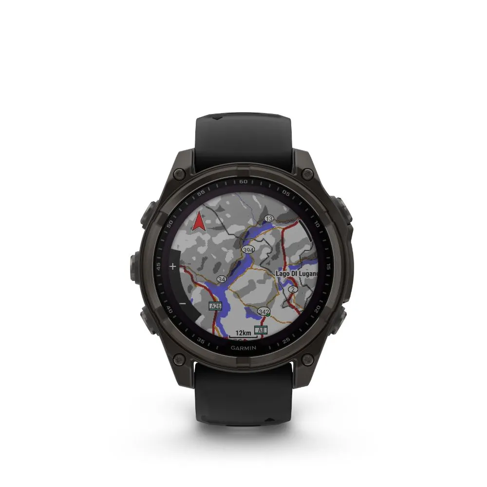 Garmin Fenix 8 47mm Solar Sapphire (Carbon Grey DLC Titanium with Black/Pebble Grey Silicone Band)