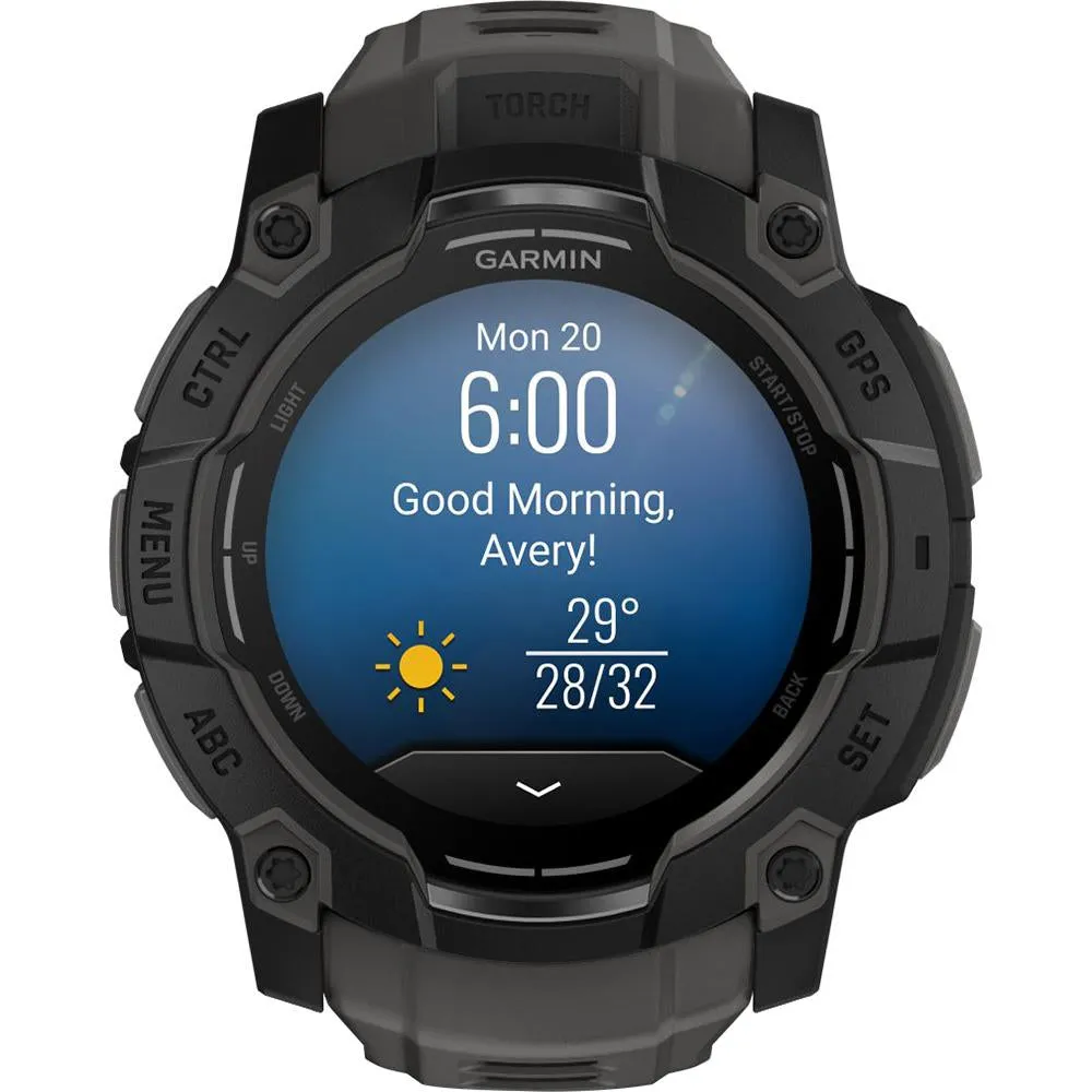 Garmin Instinct 3 - 50 mm GPS Smartwatch AMOLED Black with Charging Dock Bundle