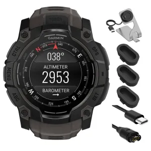 Garmin Instinct 3 - 50 mm GPS Smartwatch AMOLED Black with Charging Dock Bundle