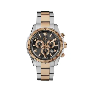 Gc Men's Chronograph Watch With Black Dial & 2Tone Metal Bracelet