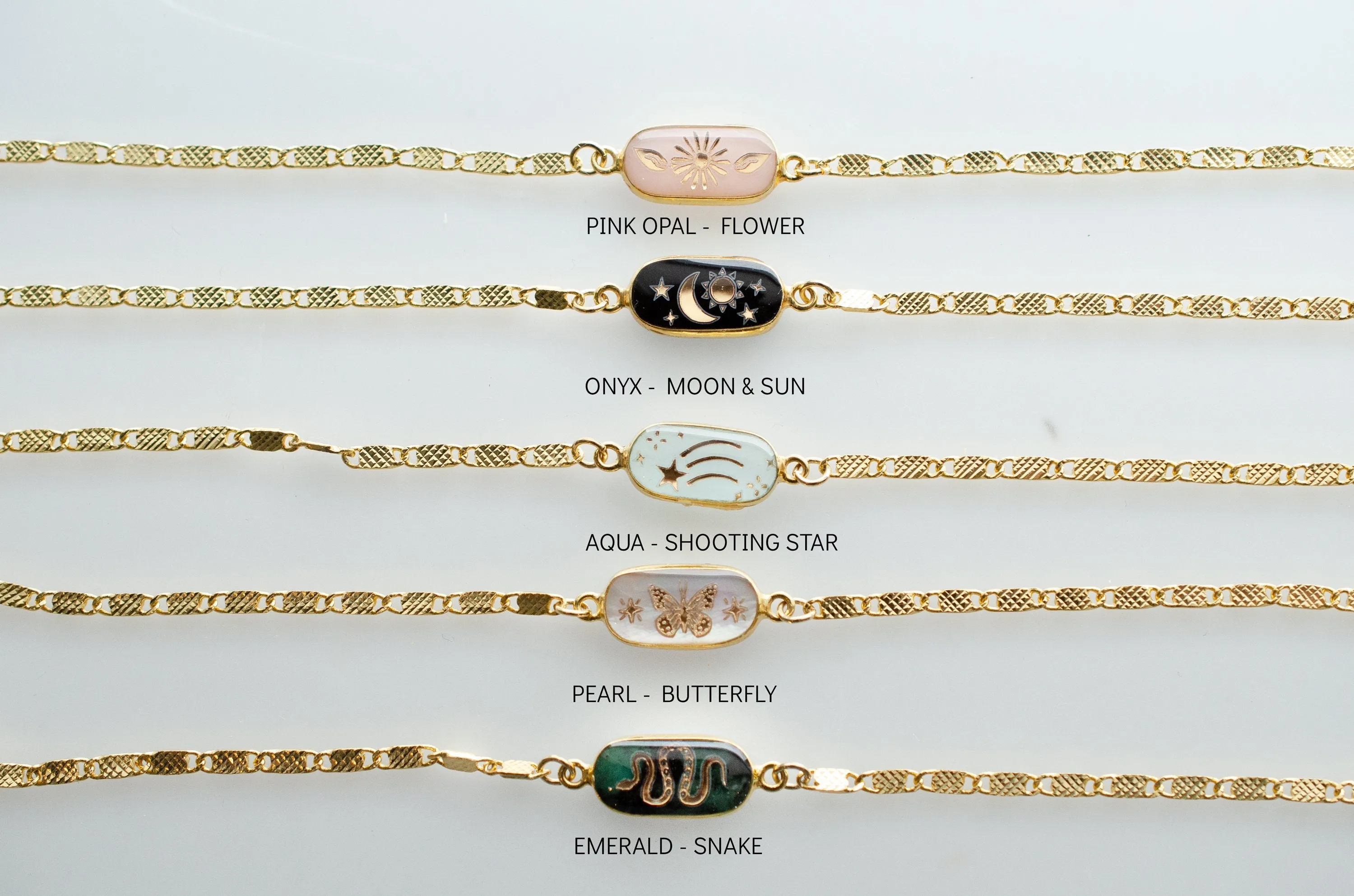Gemstone chain bracelet, gold charm bracelet, gold pearl bracelet, dainty gold bracelet, celestial jewelry, natural stone bracelet,