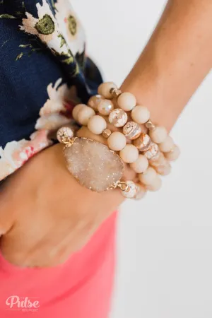 Geo Stone Stackable Bracelet Set- Neutral Tones