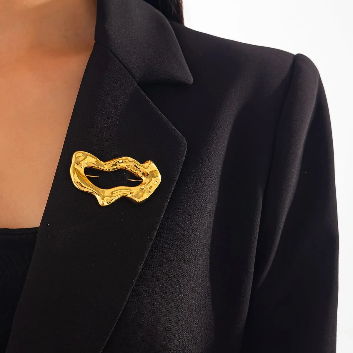 Geometric Abstract Flow Water Pin Brooch