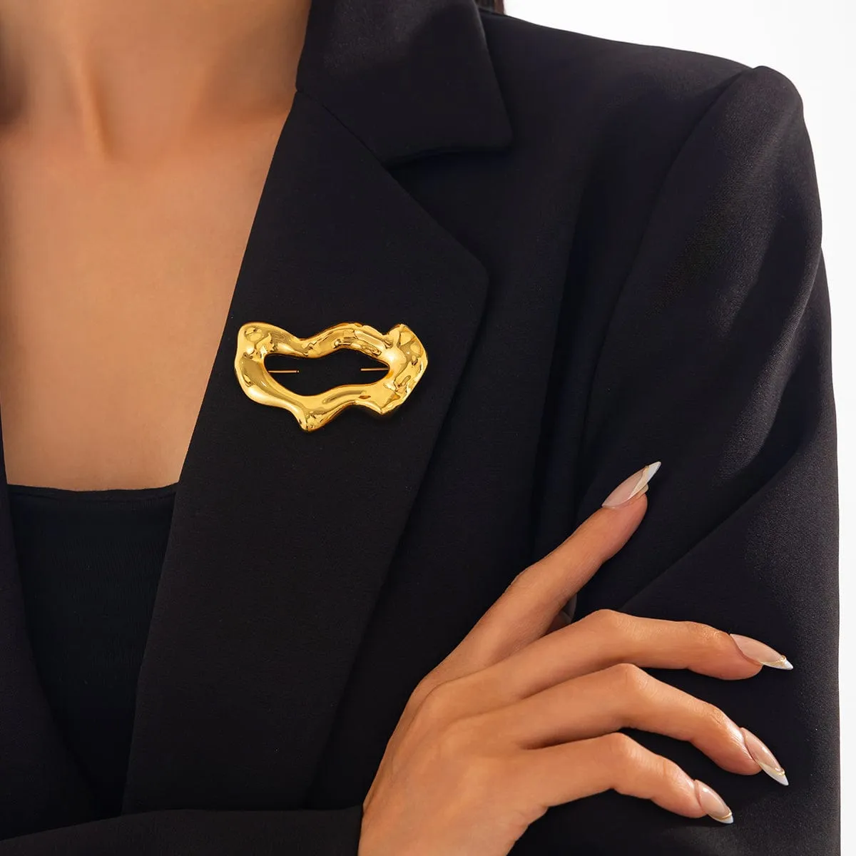 Geometric Abstract Flow Water Pin Brooch