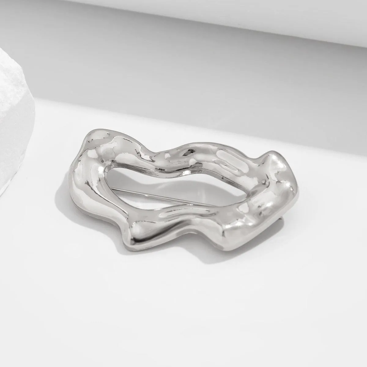 Geometric Abstract Flow Water Pin Brooch