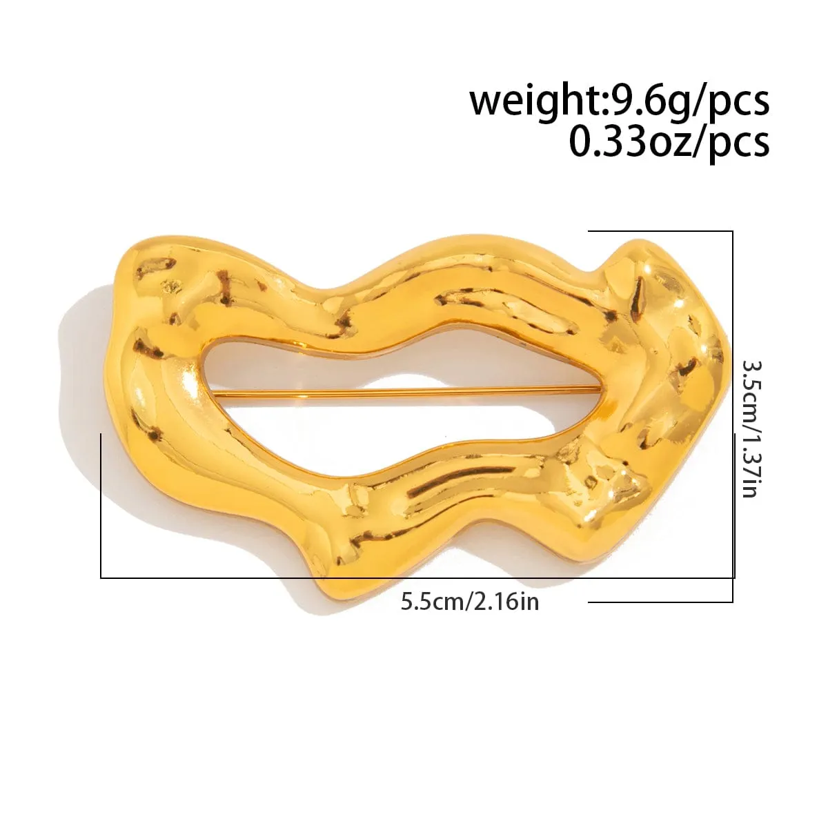 Geometric Abstract Flow Water Pin Brooch