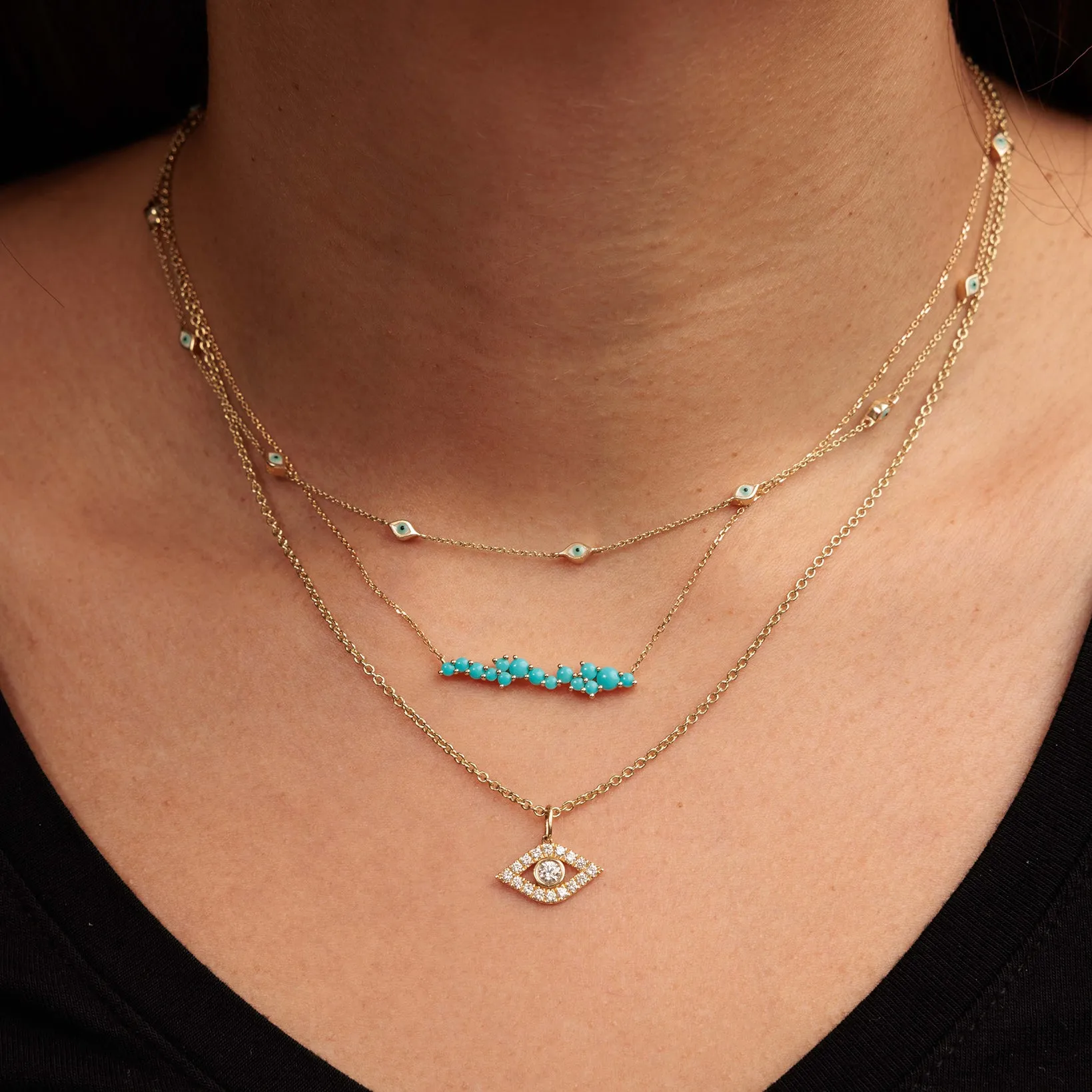 Gold & Turquoise Cocktail Bar Necklace