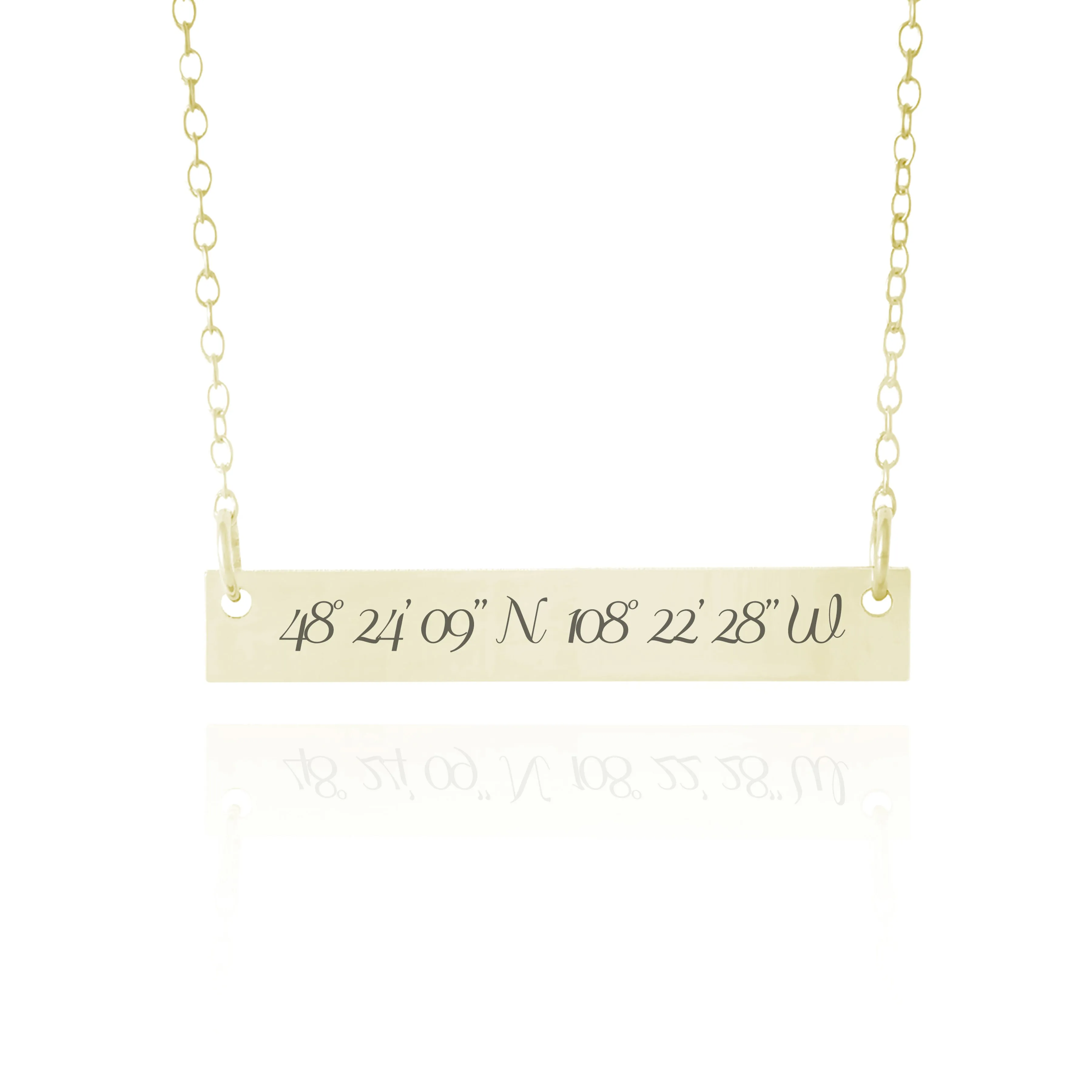 Gold Bar Necklace With Coordinates