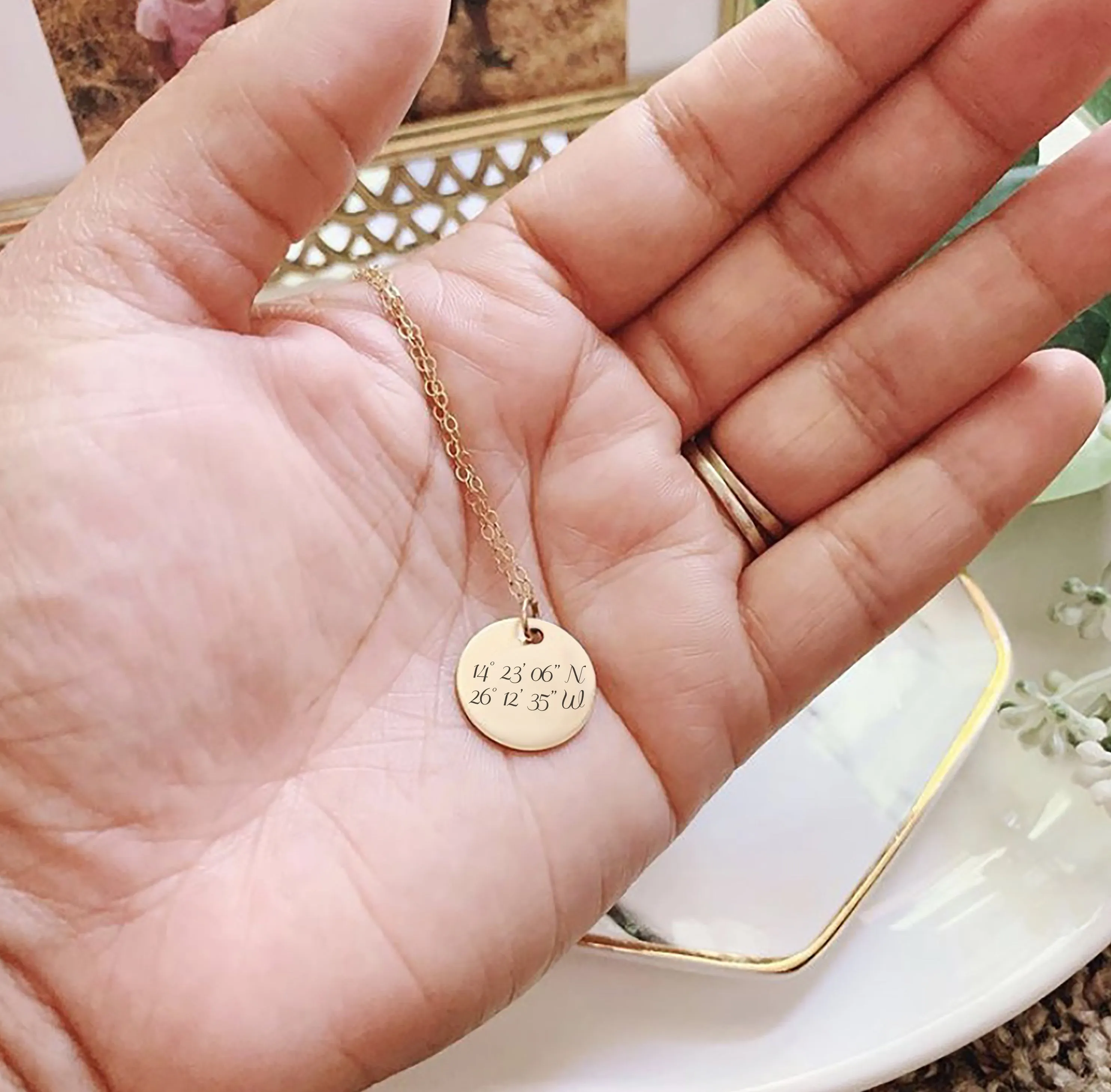 Gold Disc Coordinates Necklace