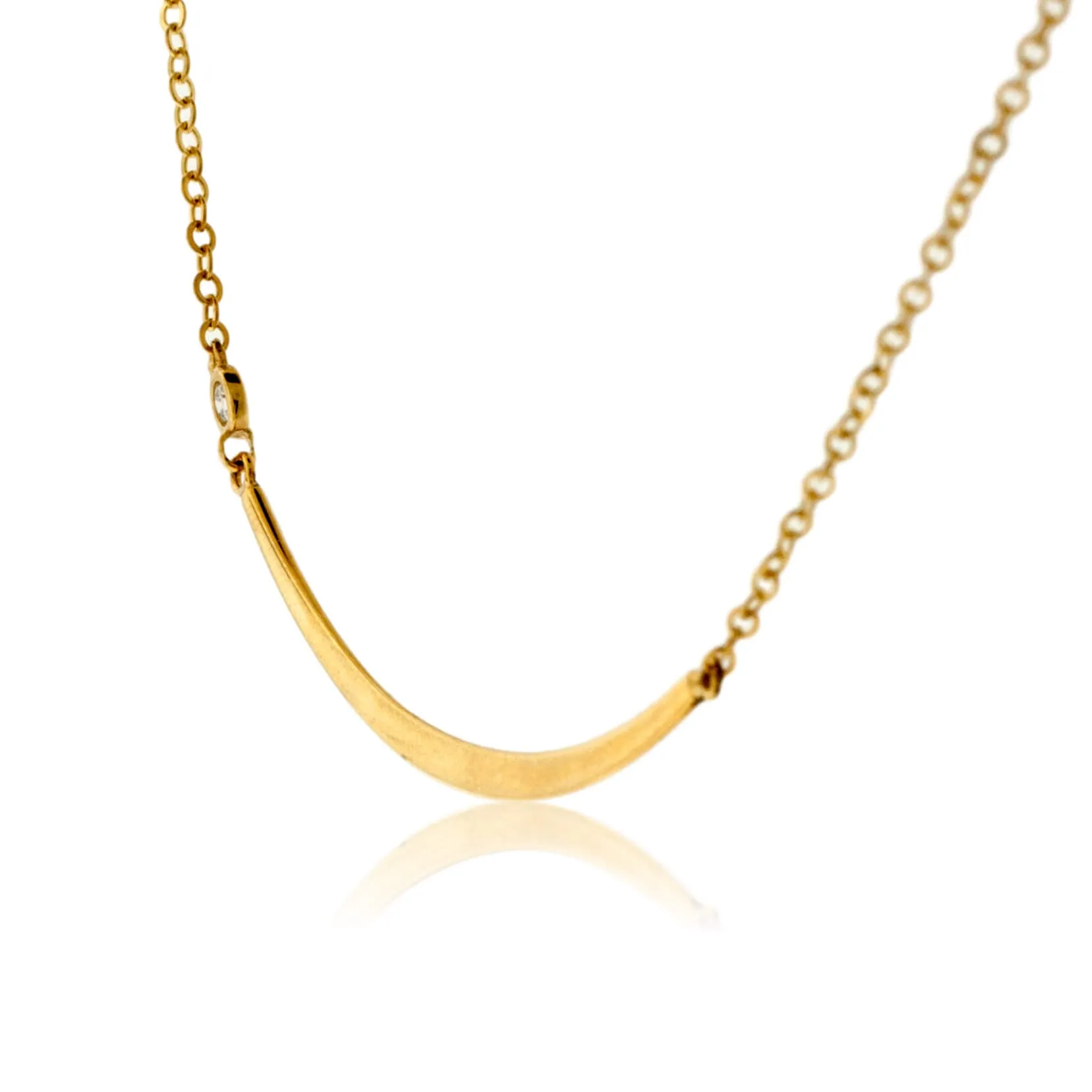 Gold Fine Curved Bar Necklace