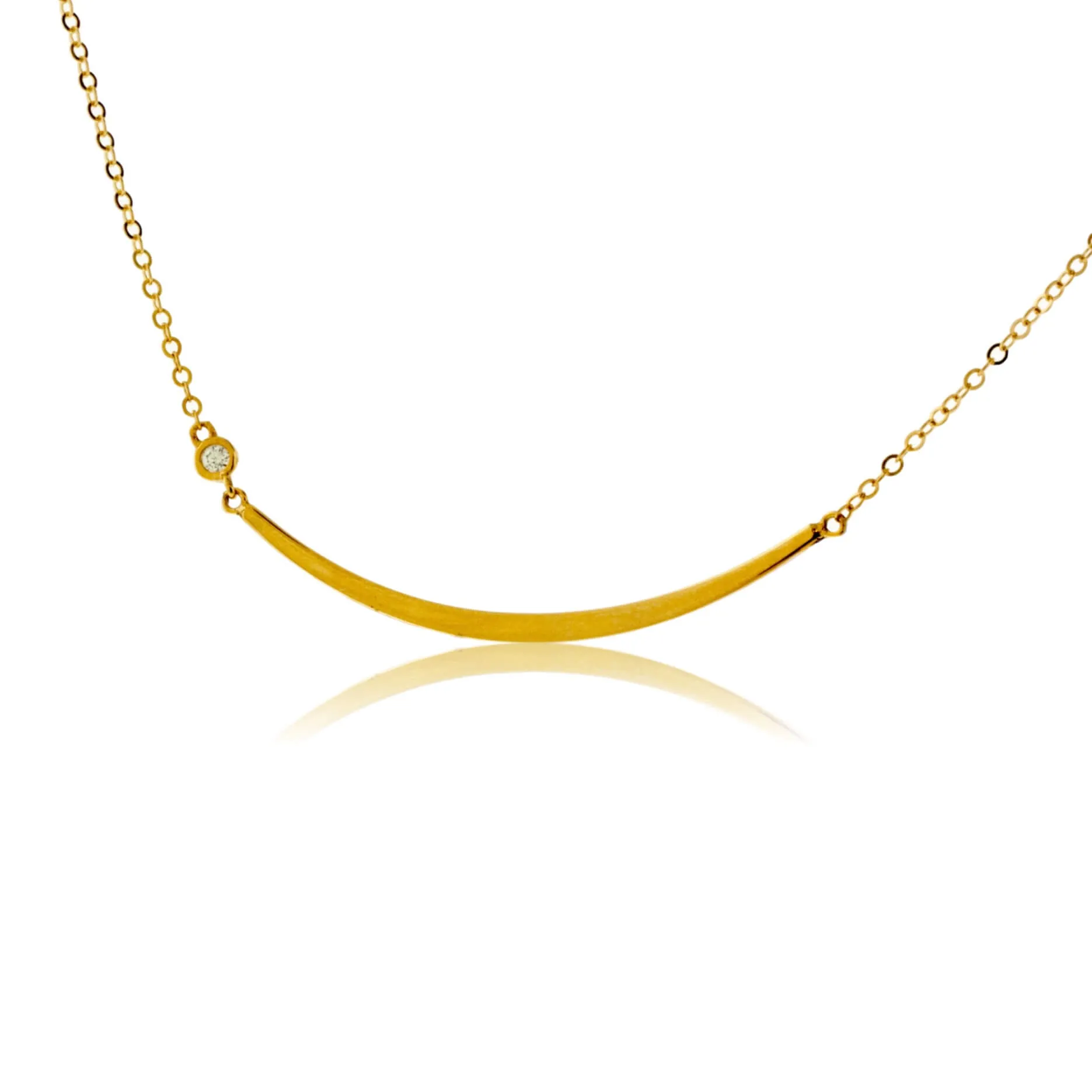 Gold Fine Curved Bar Necklace