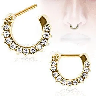 Gold Plated Gemmed Septum Clicker
