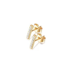 Gold Plated Stainless Steel Bar Stud Earrings