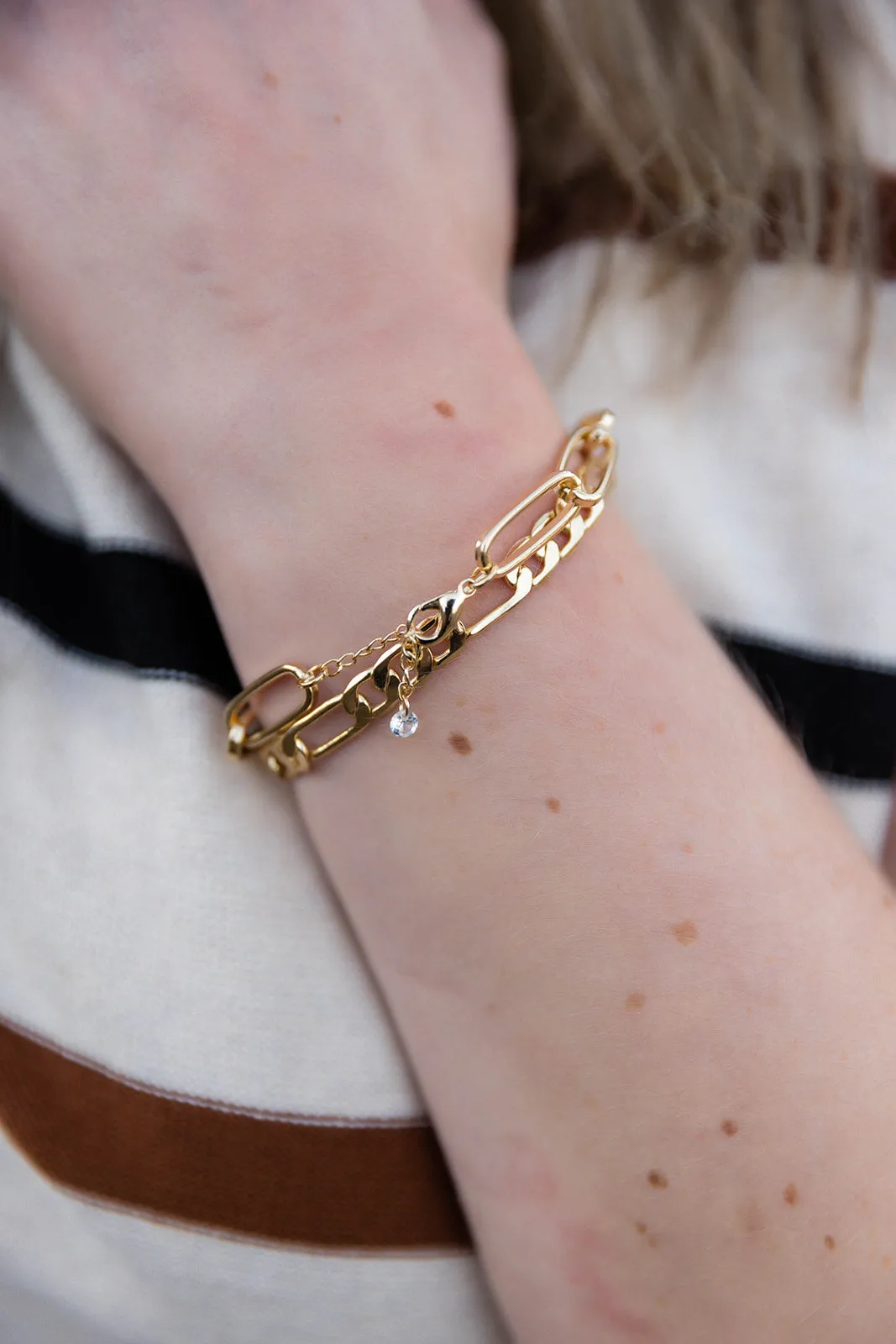 Gold Small Double Chain Bracelet