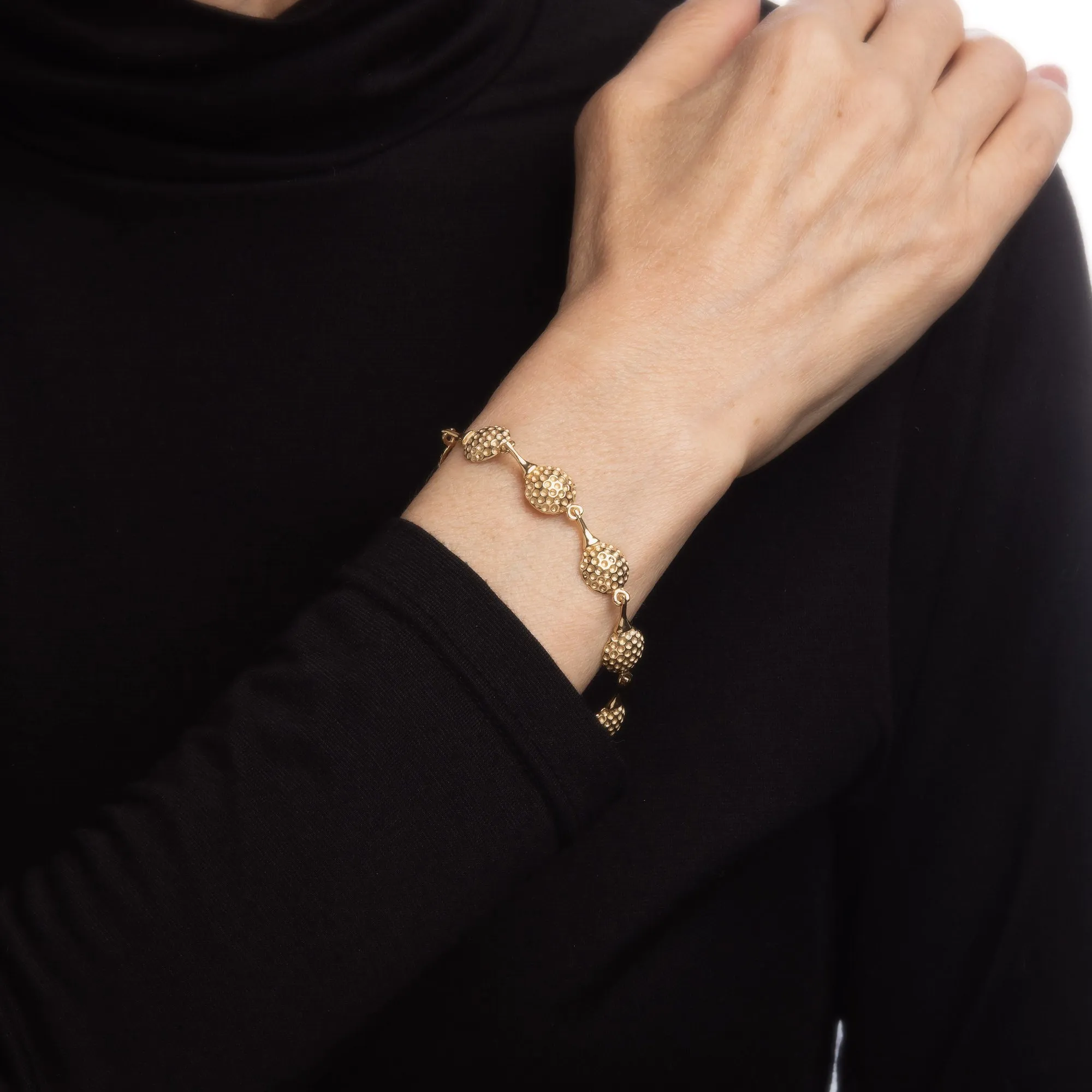 Golf Ball Bracelet 14k Yellow Gold 7" Fine Sporting Jewelry Links Stacking