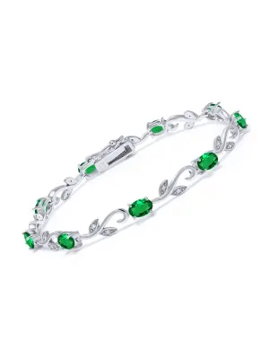 Green Cz 925 Sterling Silver Tennis Bracelet Jewelry
