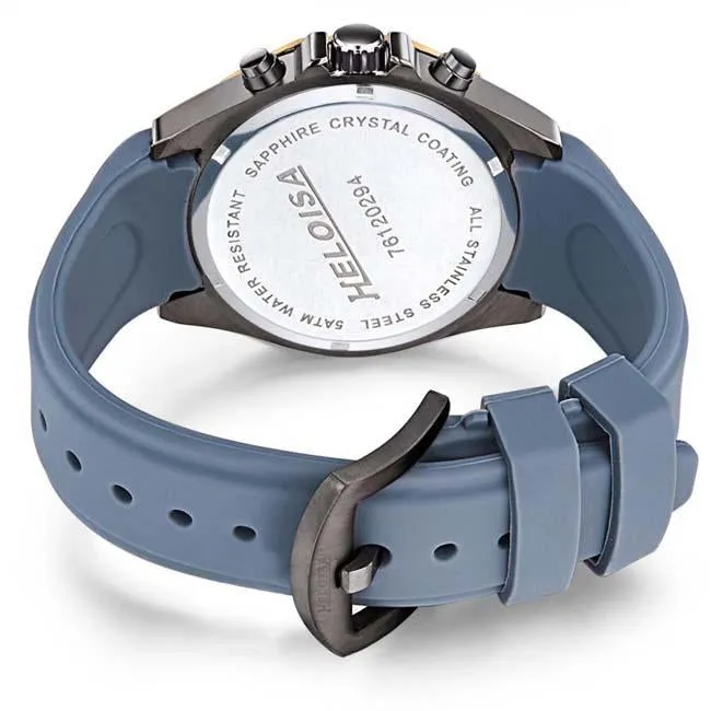Grey Rubber with Grey Dial and Gun Plated Case with Golden Bezel Ring Sport Chronos Watch  For Men - Heloisa 76120294
