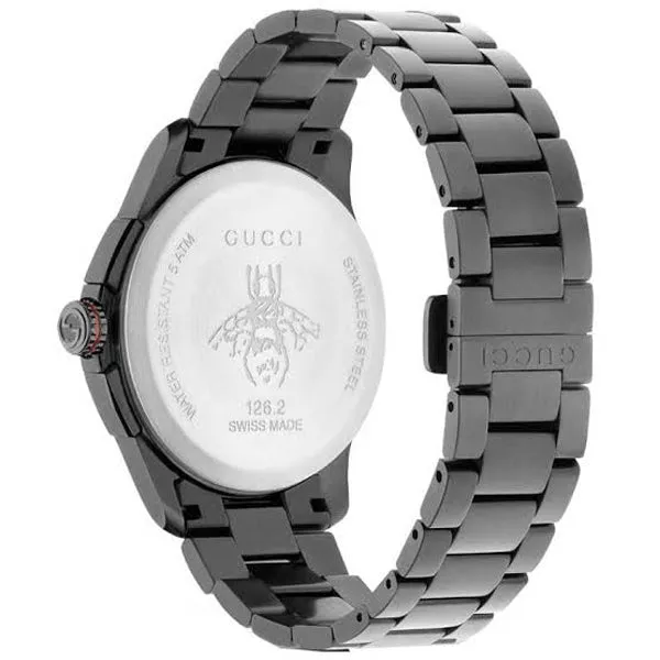 Gucci G Timeless Black Stainless Steel Black Dial Chronograph Quartz Watch for Gents - YA126268