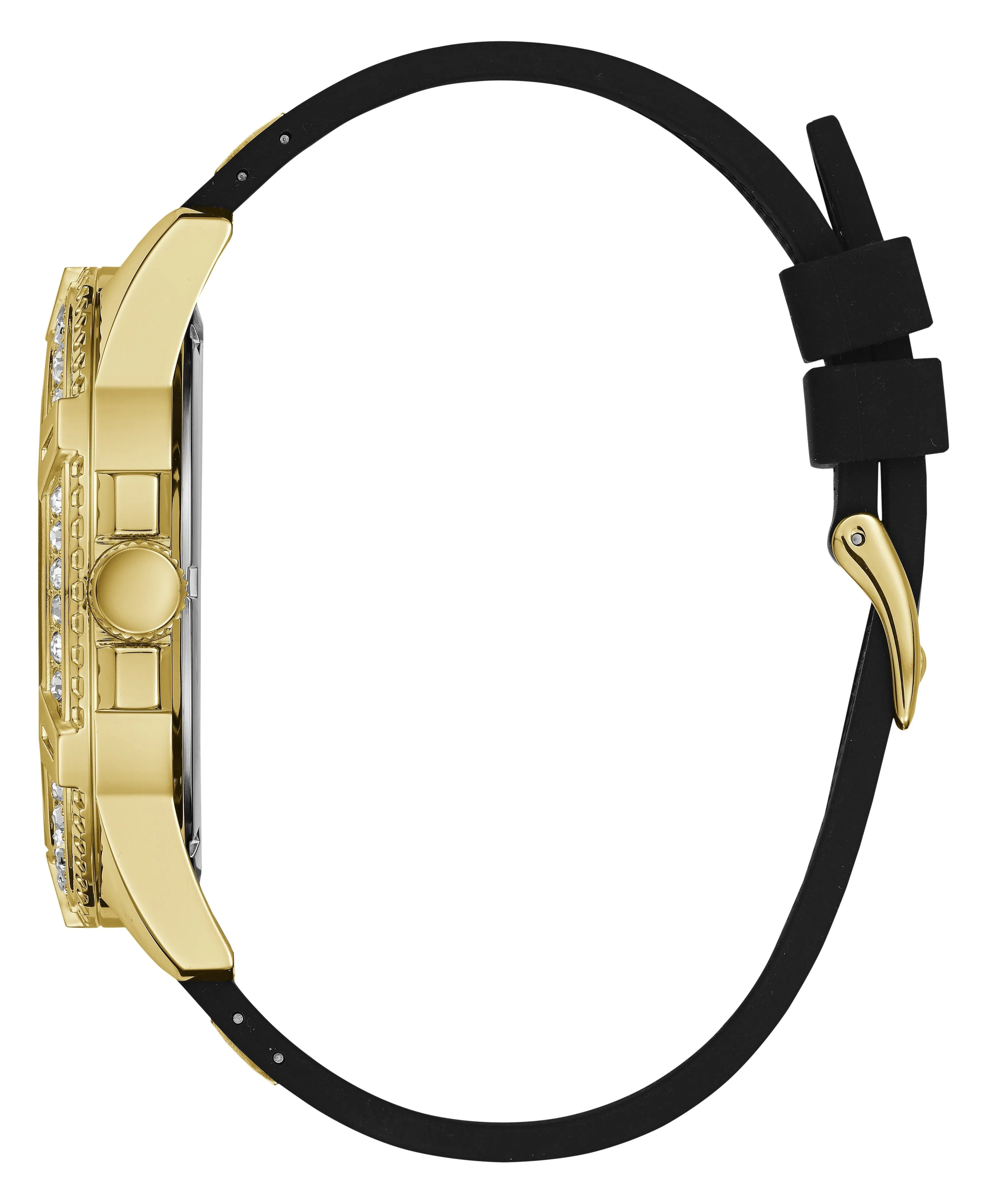 Guess Frontier Crystal Gold & Black Silicone Men's Watch W1132G1