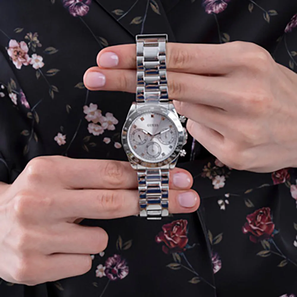 Guess Women's Watch Silver Tone Case Quartz