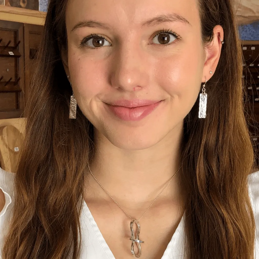 Hammered Silver Bar Earrings