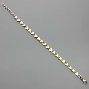 Handcrafted Adjustable Sterling Silver and 14kt Gold Heart Link Bracelet
