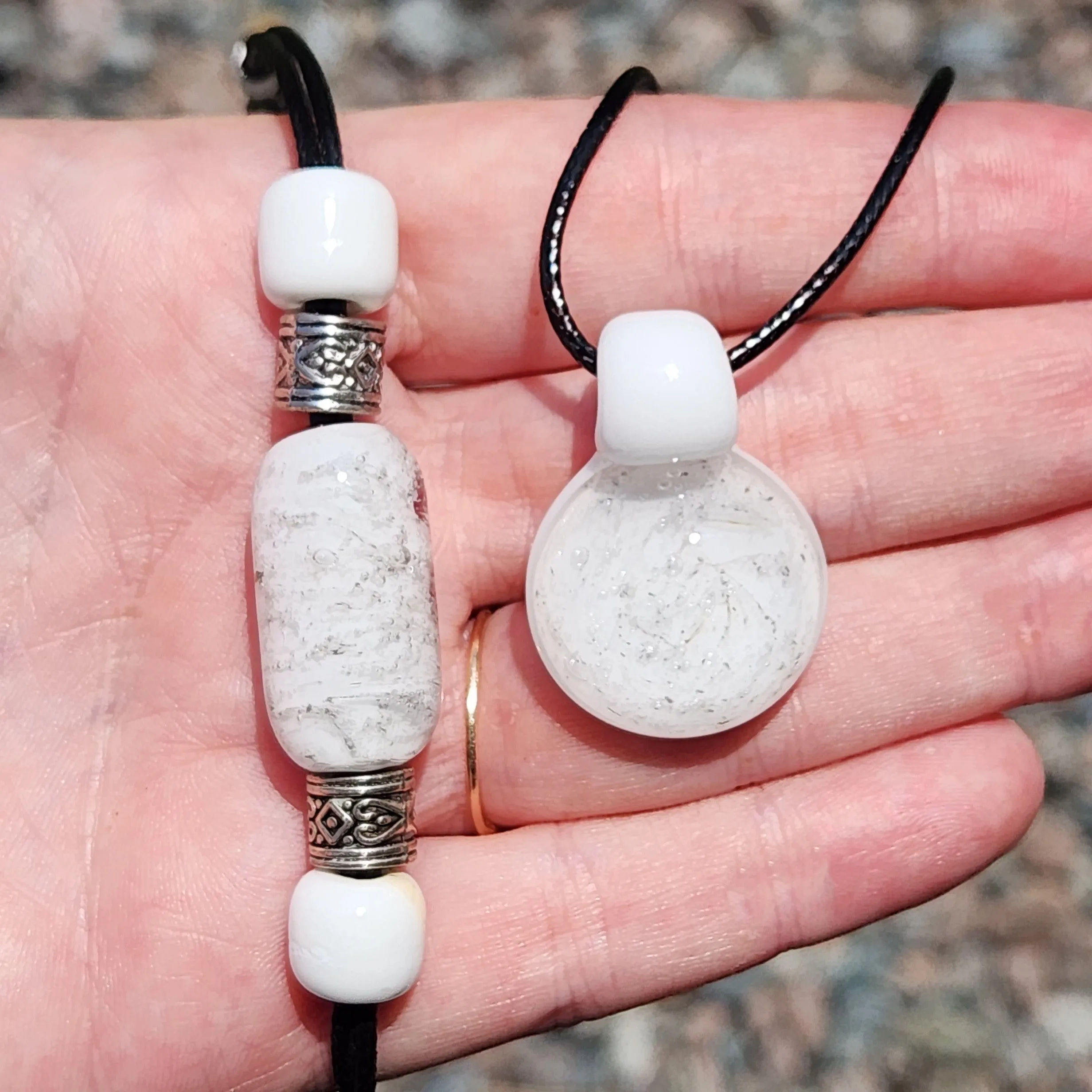 Handmade Cremation Jewelry - Memorial Pendant & Bracelet Set