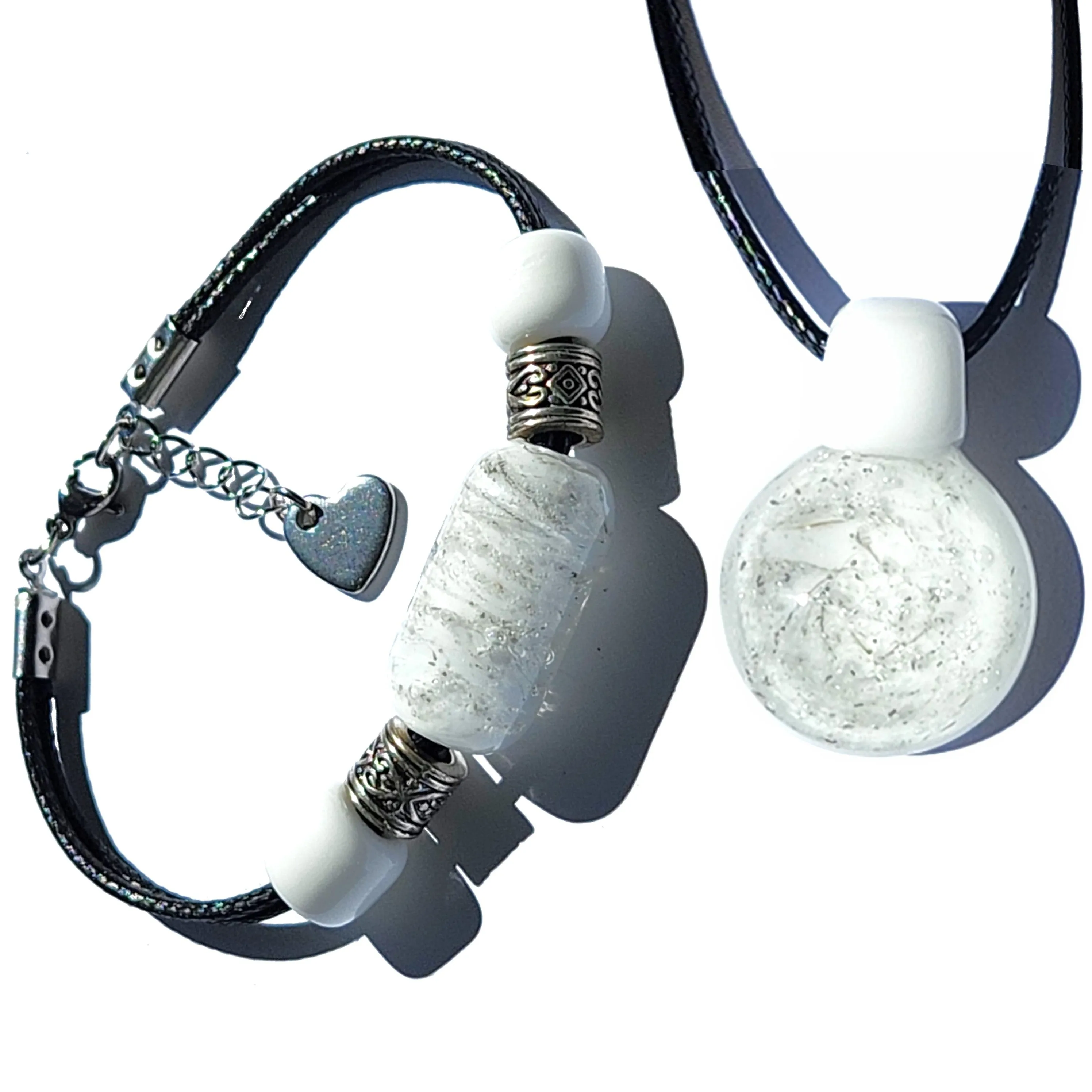 Handmade Cremation Jewelry - Memorial Pendant & Bracelet Set