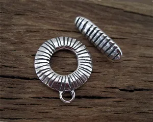 Handmade Sterling Silver Textured Artisan Toggle Clasp (one)