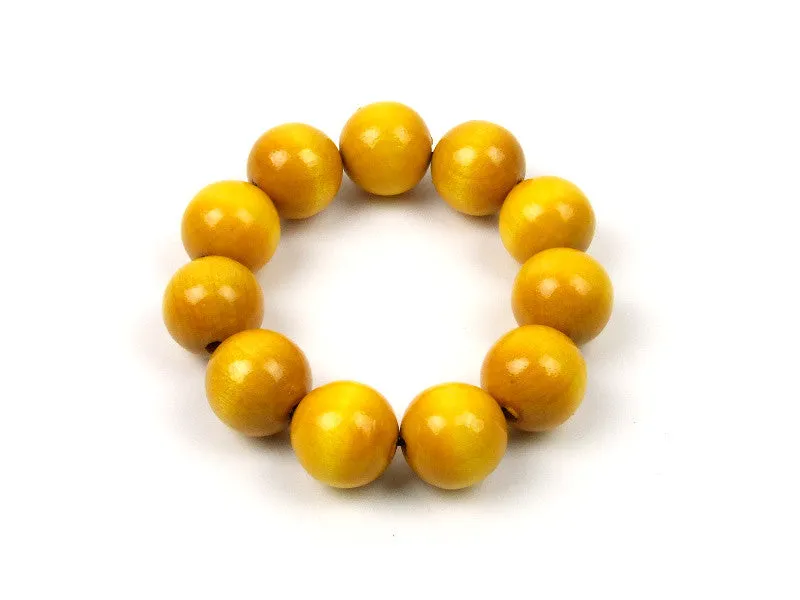 Handmade Wooden Bead Necklace and Bracelet Set (Korale Goralskie)- Yellow