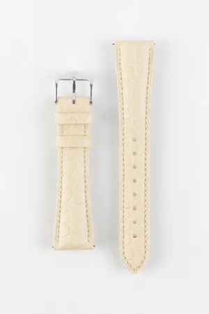 Hirsch ARISTOCRAT Croco-Embossed Leather Watch Strap in BEIGE