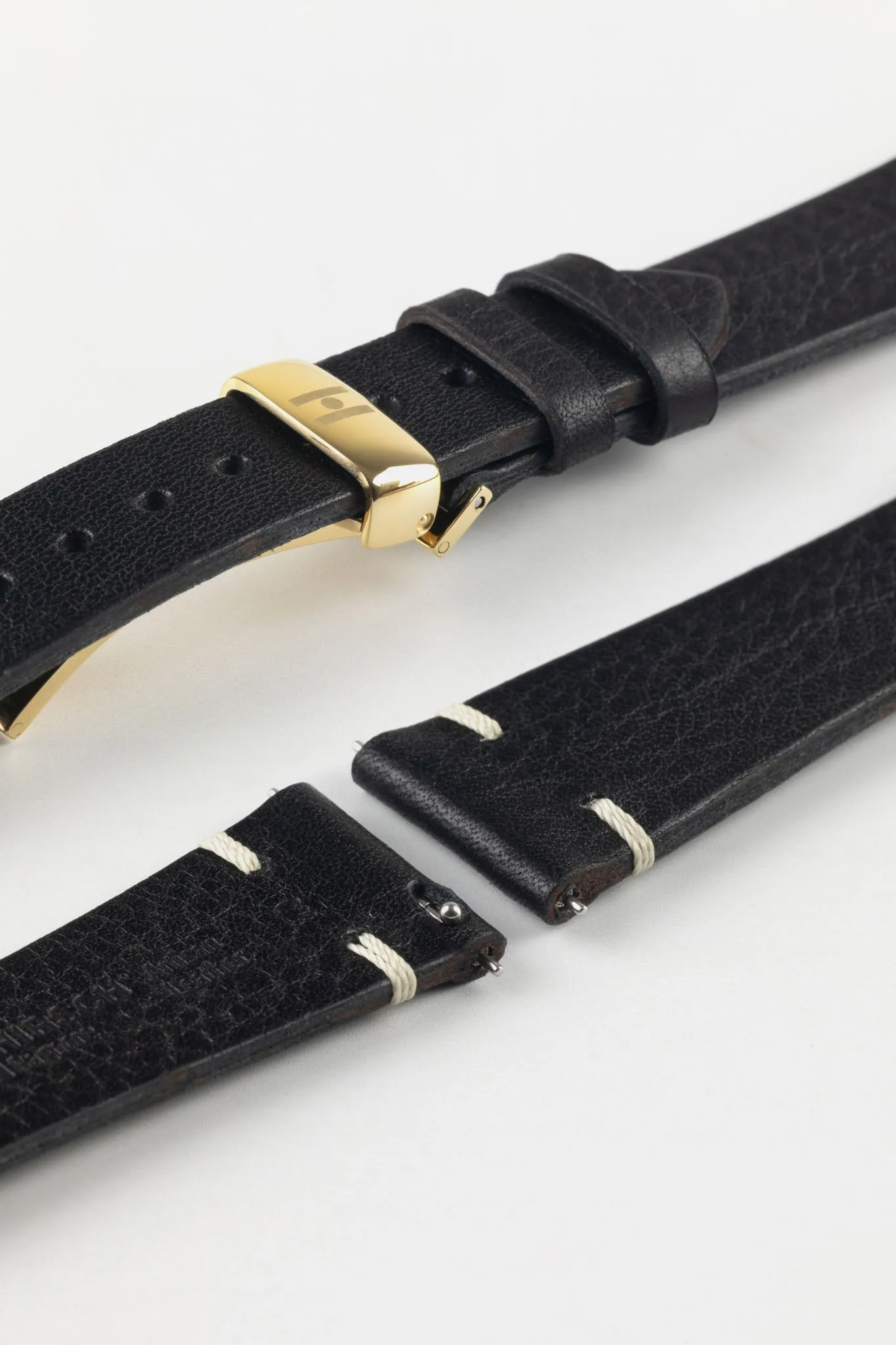 Hirsch BAGNORE Vintage Calf Leather Quick-Release Watch Strap - BLACK