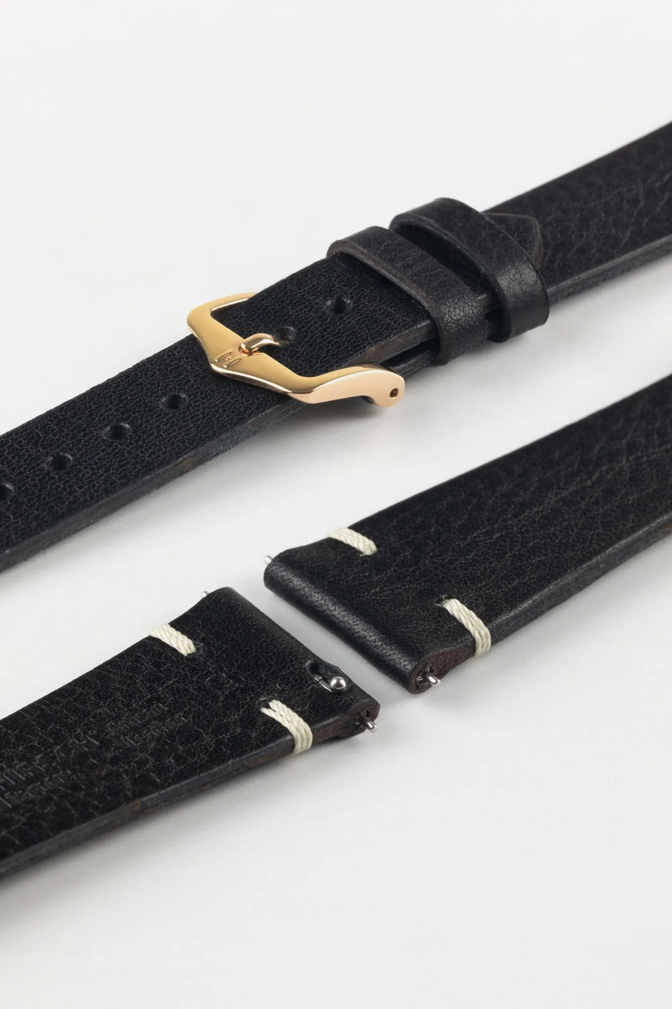 Hirsch BAGNORE Vintage Calf Leather Quick-Release Watch Strap - BLACK