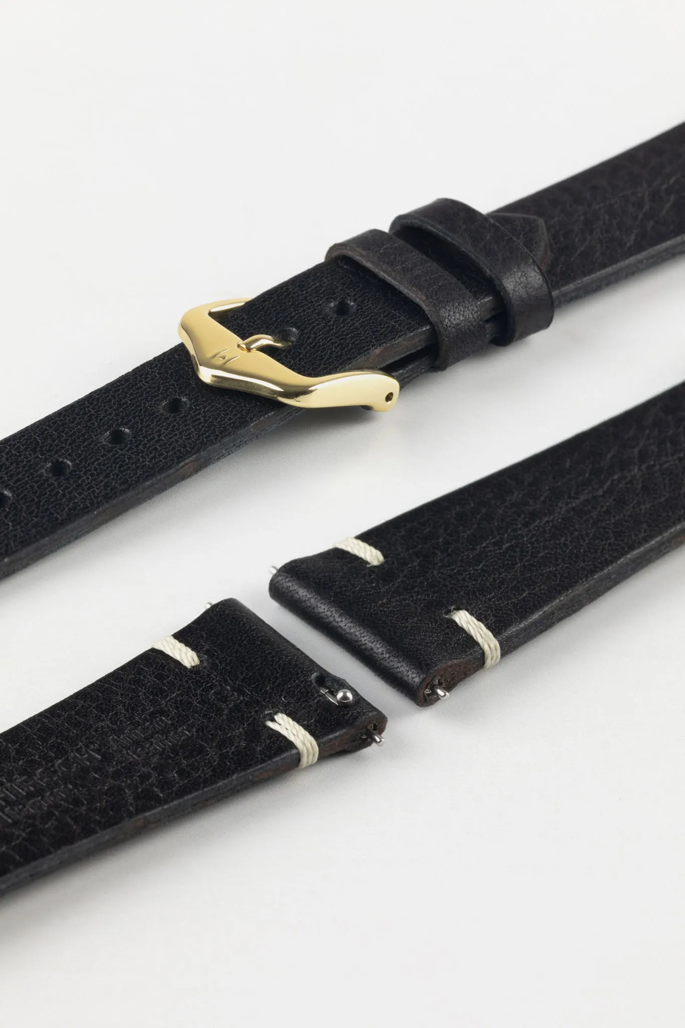 Hirsch BAGNORE Vintage Calf Leather Quick-Release Watch Strap - BLACK
