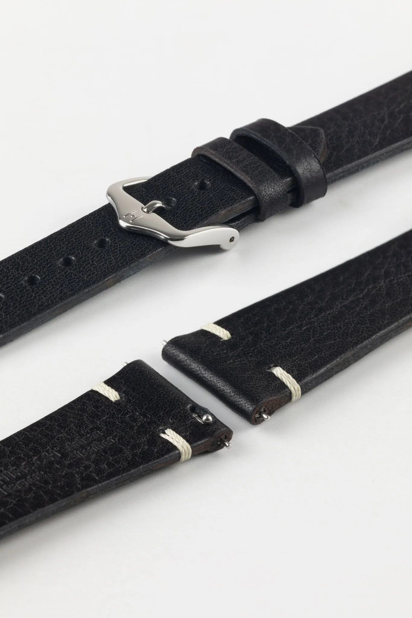 Hirsch BAGNORE Vintage Calf Leather Quick-Release Watch Strap - BLACK