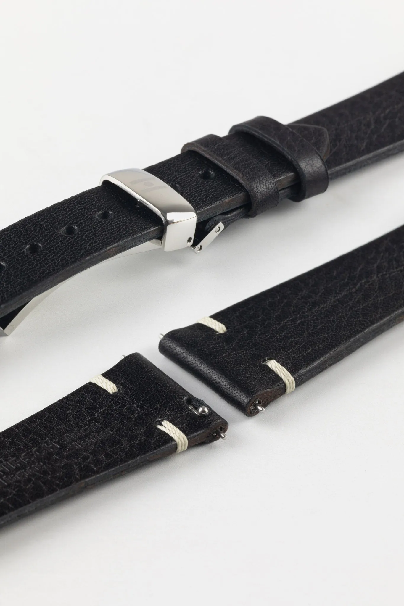 Hirsch BAGNORE Vintage Calf Leather Quick-Release Watch Strap - BLACK