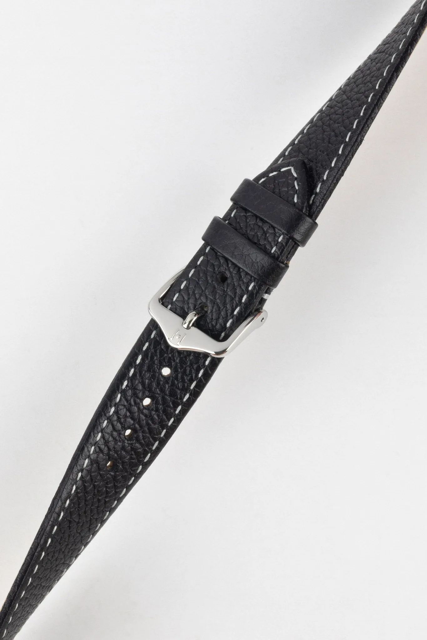 Hirsch BOLOGNA Quick-Release French-Style Textured Leather Watch Strap in BLACK