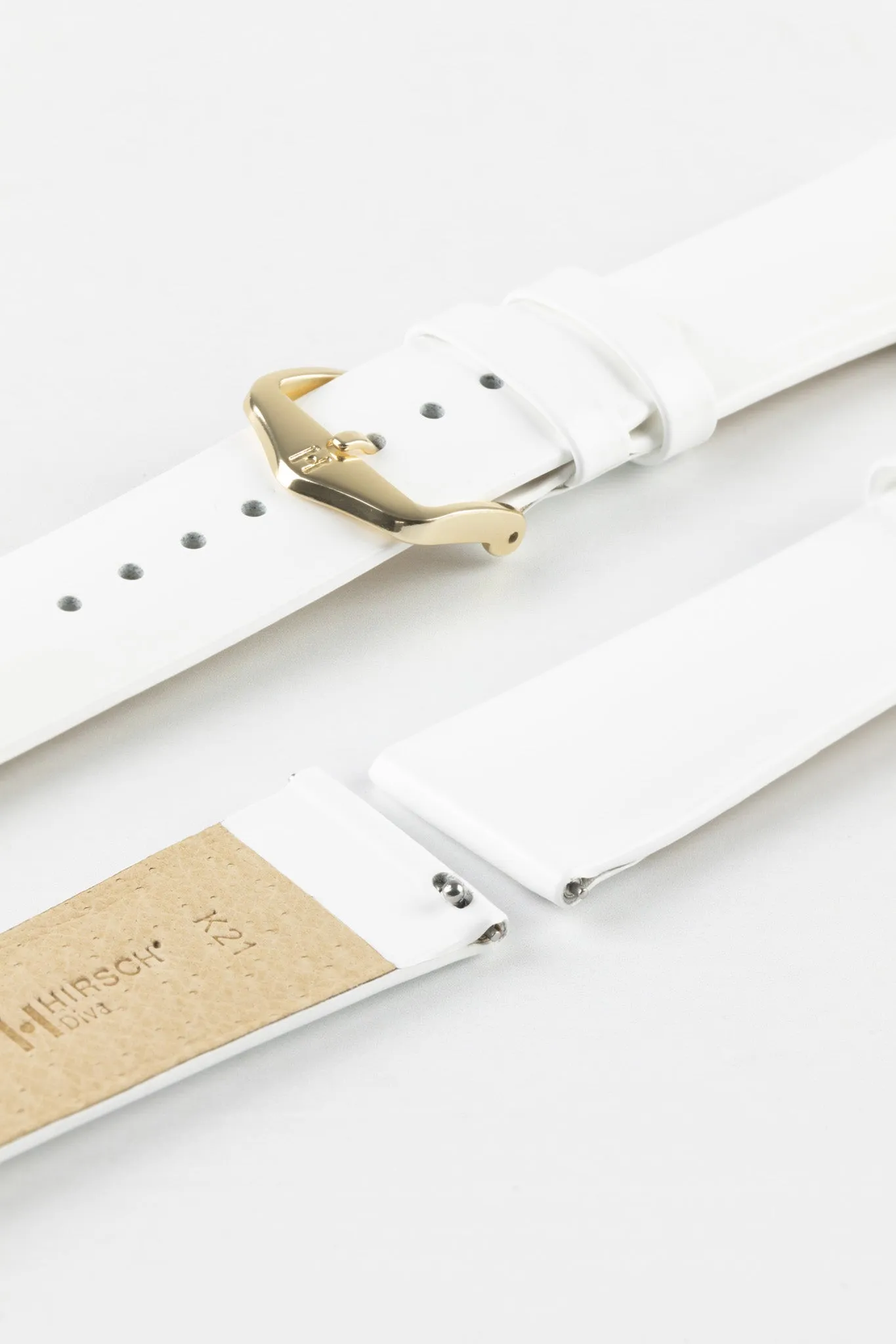 Hirsch DIVA Glossy Ladies Leather Watch Strap in WHITE
