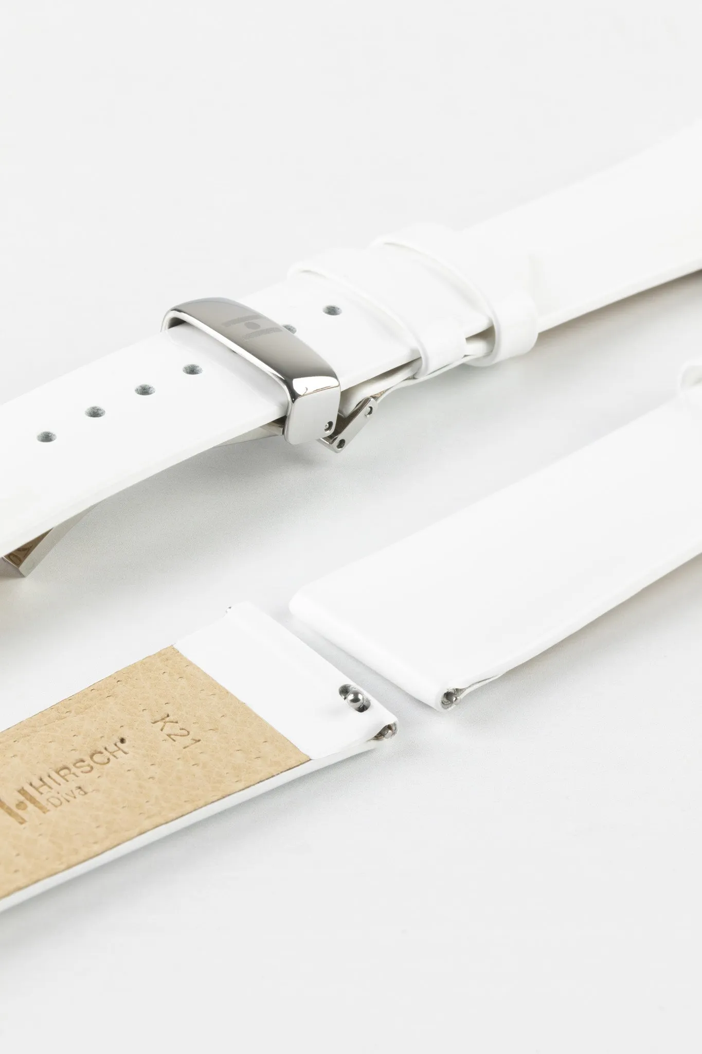 Hirsch DIVA Glossy Ladies Leather Watch Strap in WHITE