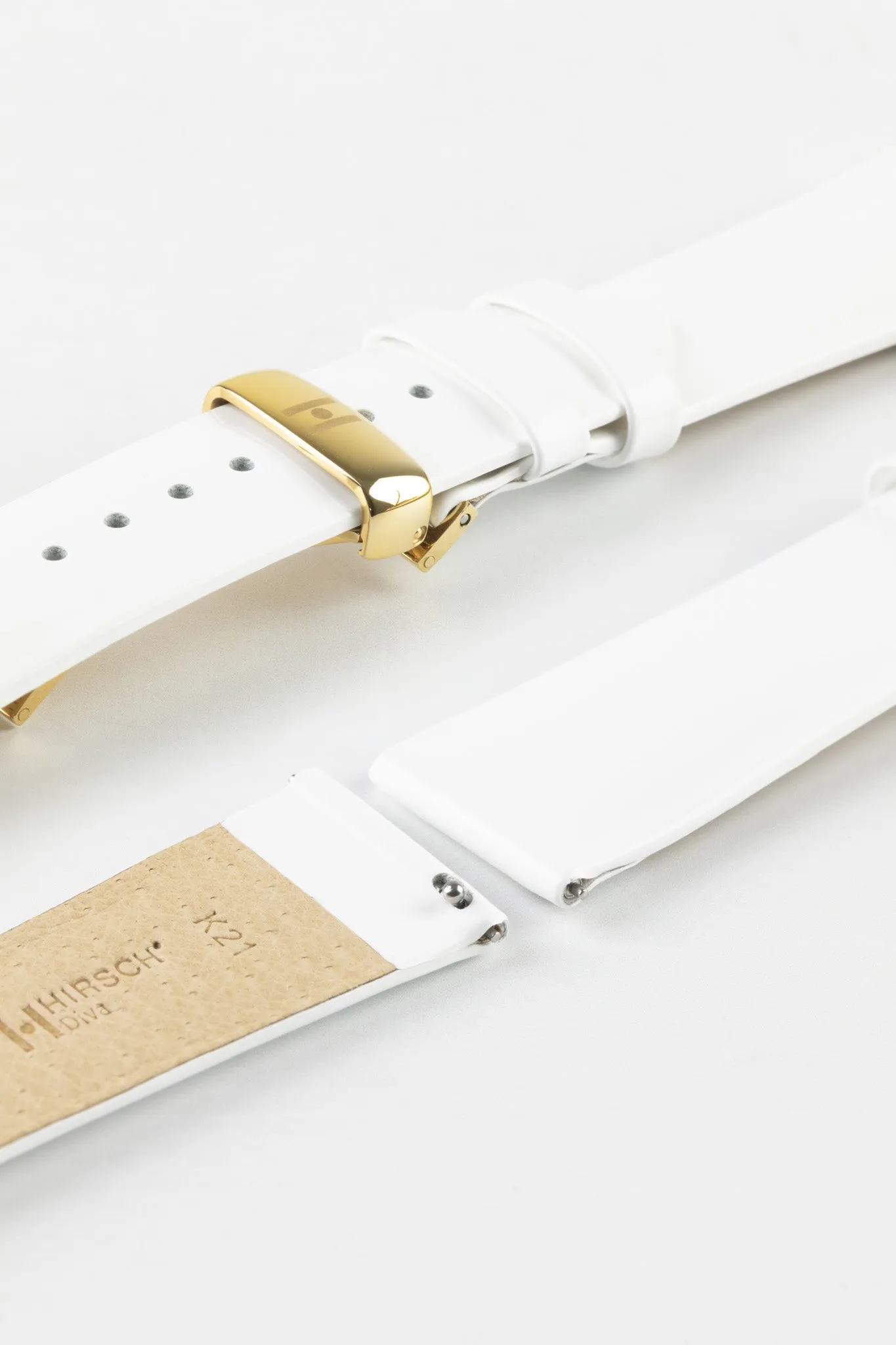 Hirsch DIVA Glossy Ladies Leather Watch Strap in WHITE