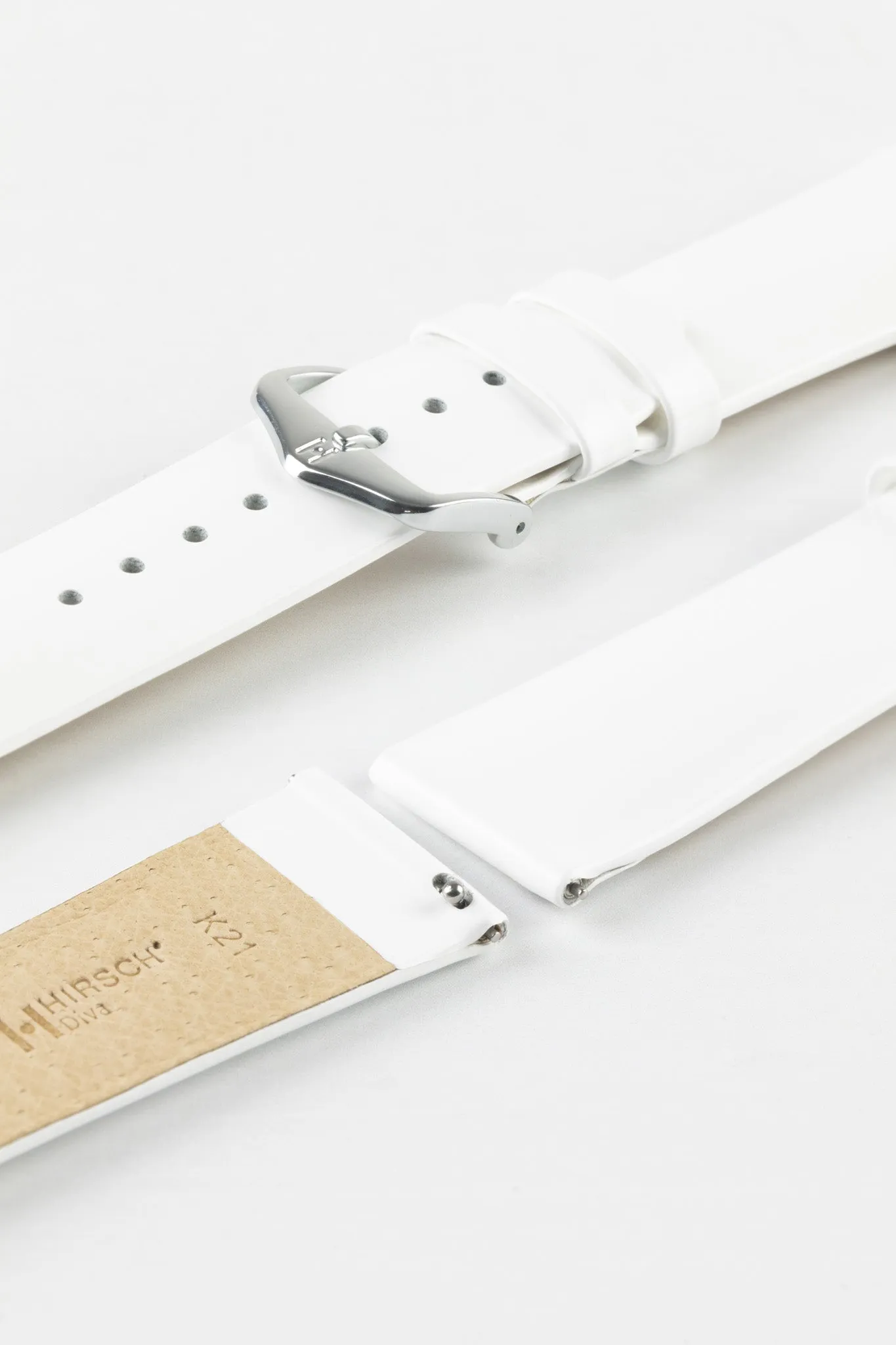 Hirsch DIVA Glossy Ladies Leather Watch Strap in WHITE
