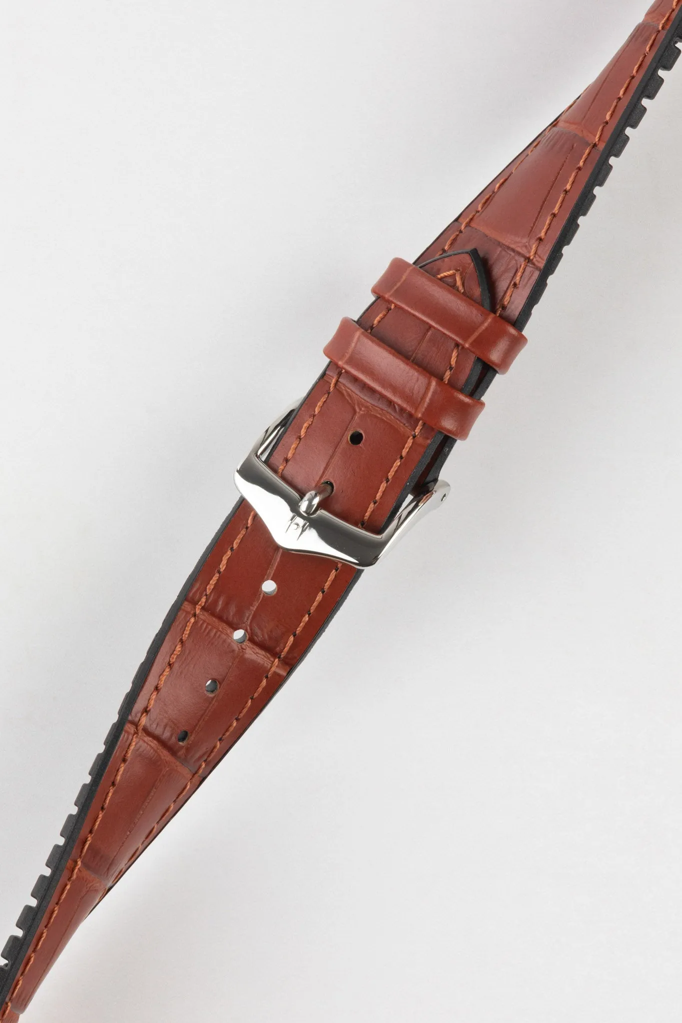 Hirsch PAUL Alligator Embossed Performance Watch Strap in GOLD BROWN