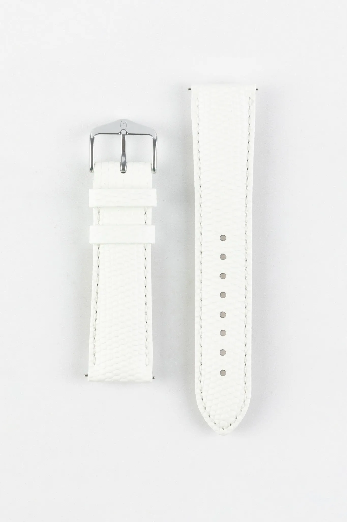 Hirsch RAINBOW Lizard Embossed Leather Watch Strap in WHITE
