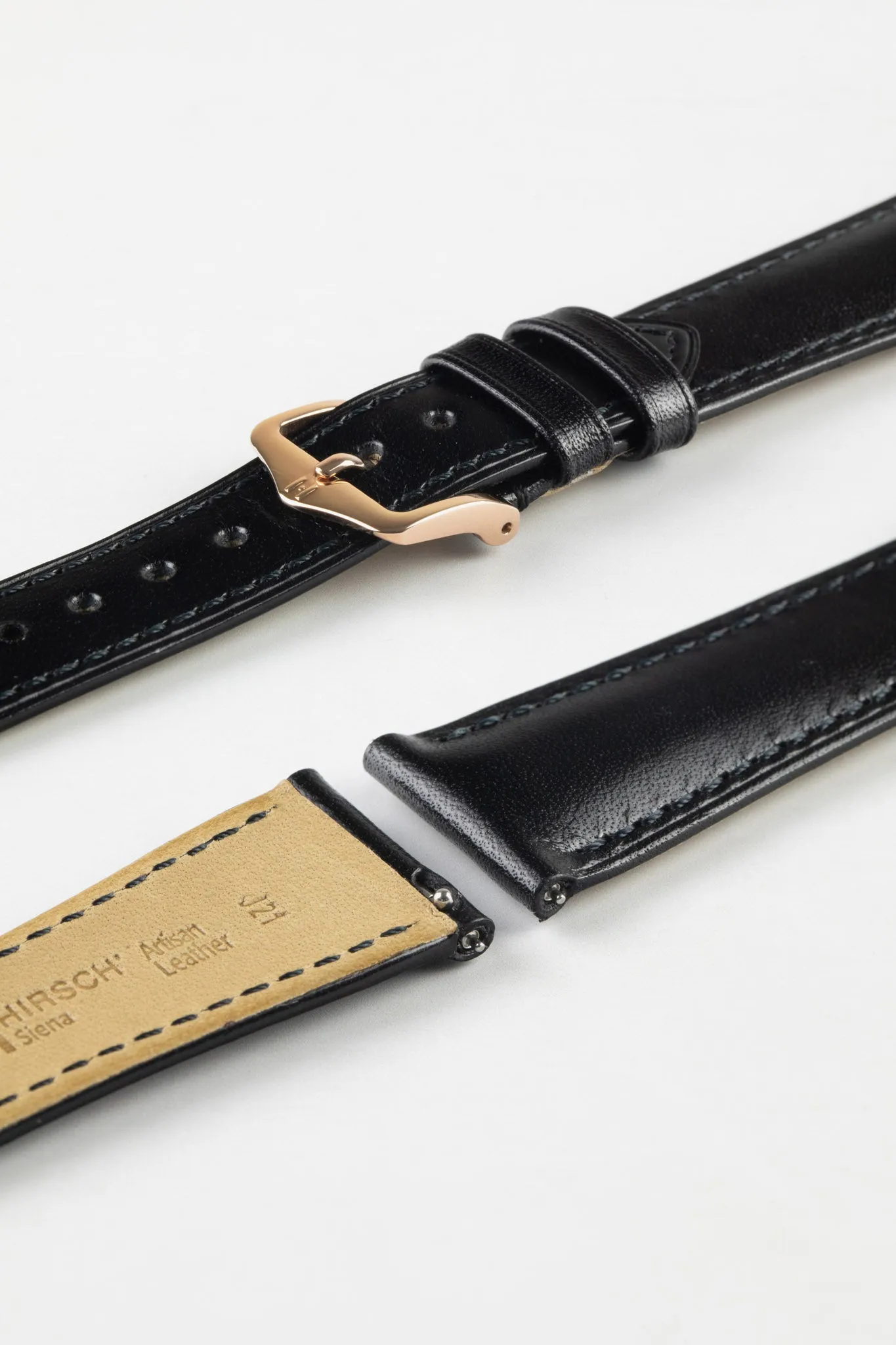 Hirsch SIENA Tuscan Leather Watch Strap in BLACK