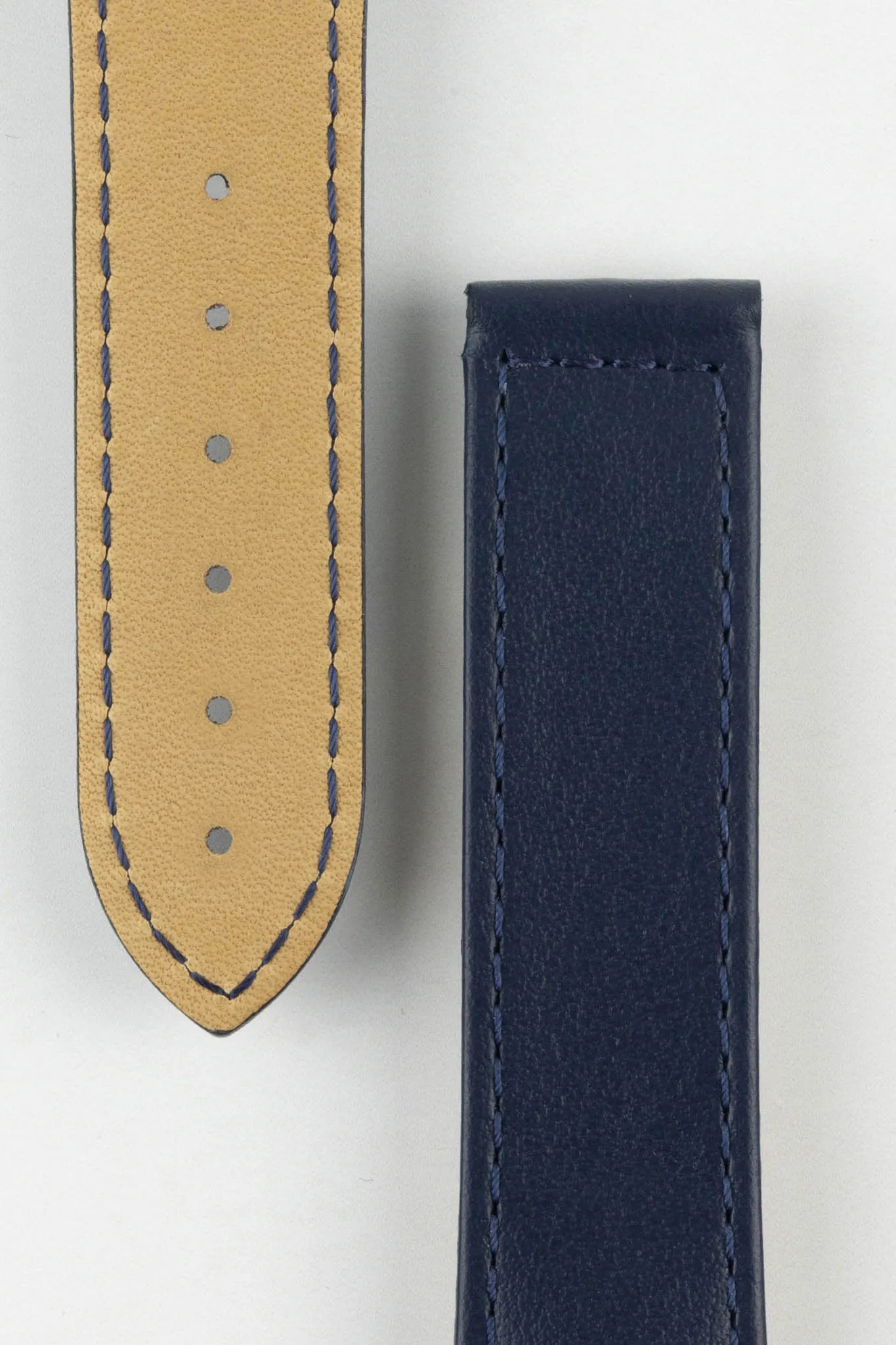 Hirsch VOYAGER Calfskin Deployment Watch Strap in BLUE/BLUE