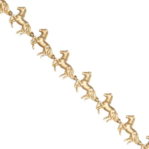 Horse Charm Bracelet Vintage 14k Yellow Gold Fine Animal Jewelry 7.5 Inch