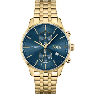HUGO BOSS Associate Gold Stainless Steel Blue Dial Chronograph Quartz Watch for Gents - 1513841